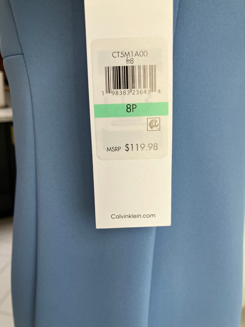 新品　カルバンクライン ライトブルー ノースリーブ タイトワンピース 8P L