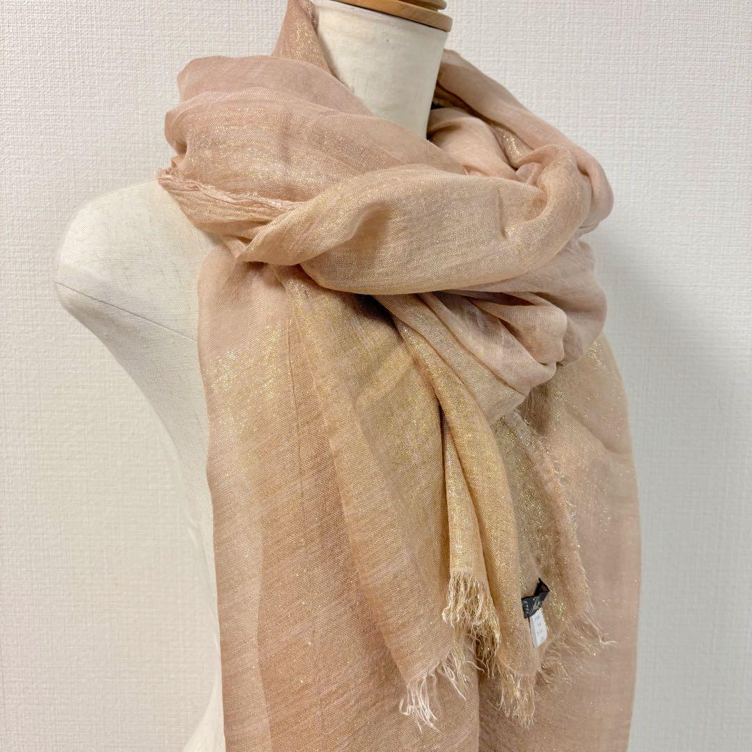 美品◇Faliero Sarti◇ピンク×ゴールドラメ 大判ストール◇