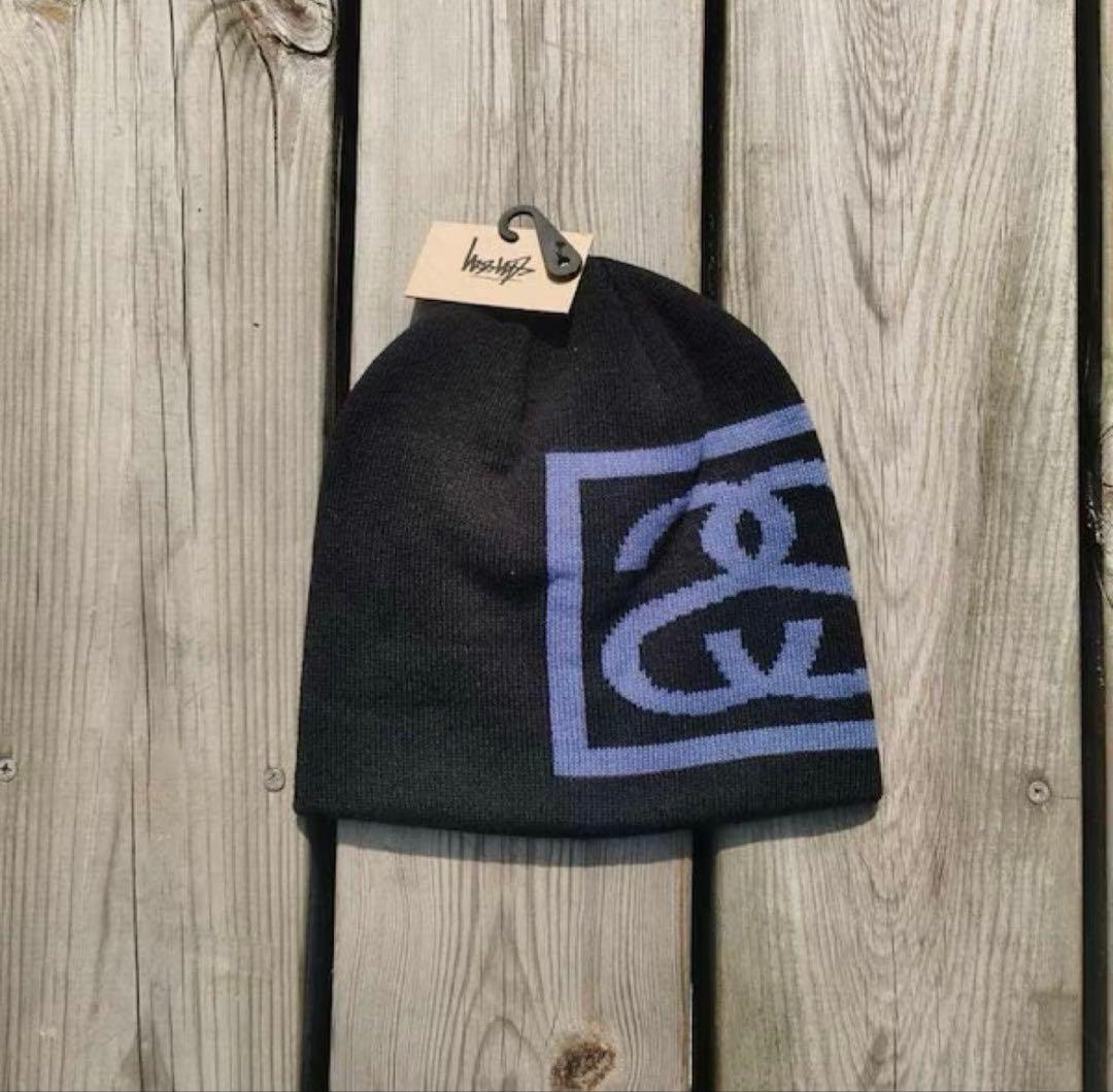ステューシーSS LINK SKULL CAPビーニーニット帽子キャップブラック