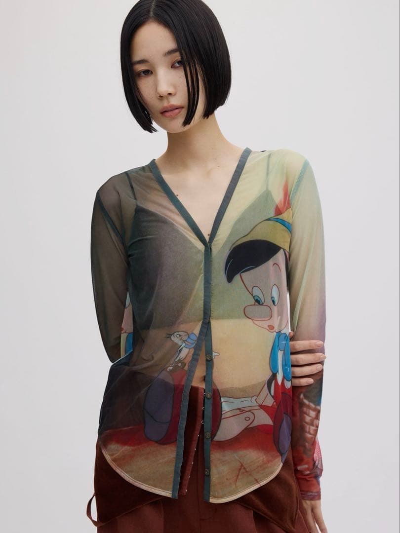 トップス Ameri vintage DISNEY/2WAY SHEER CARDIGAN