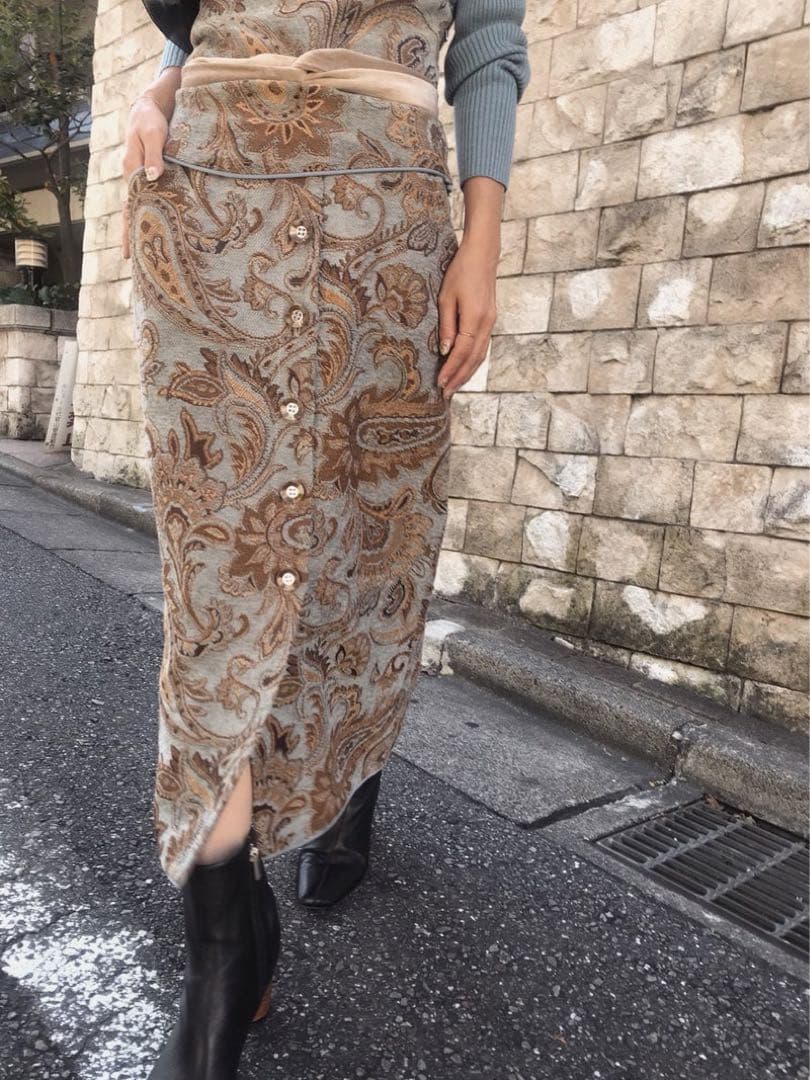 AMERI PAISLEY RUG SKIRT ロングスカート ジャガード M