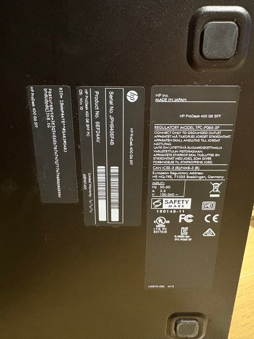 HP ProDesk 400 G6 SFF i3-8100T ベアボーン