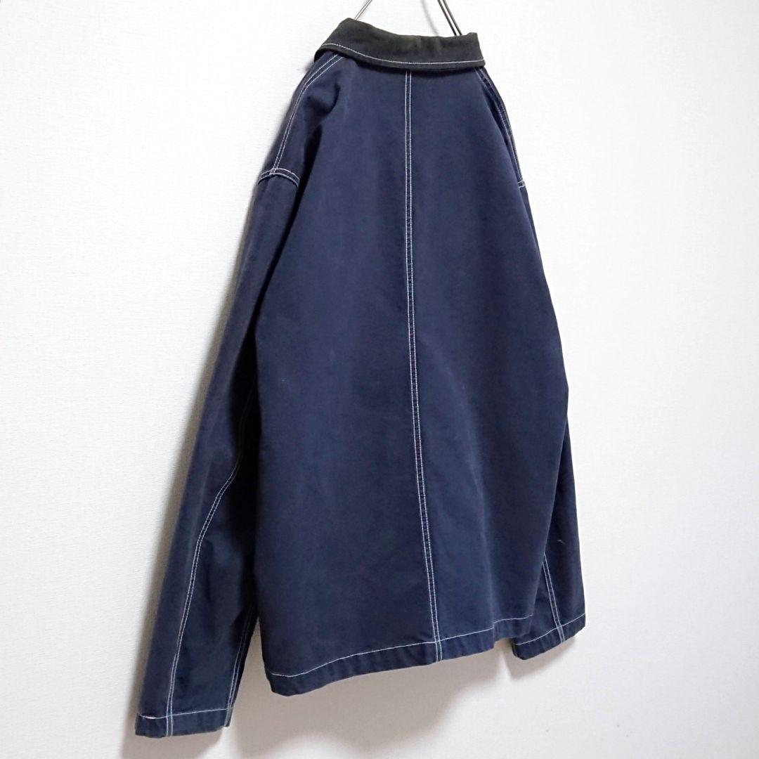 STUSSY ストック 刺繍 ロゴ 襟 切替 チョア ジャケット カバーオール
