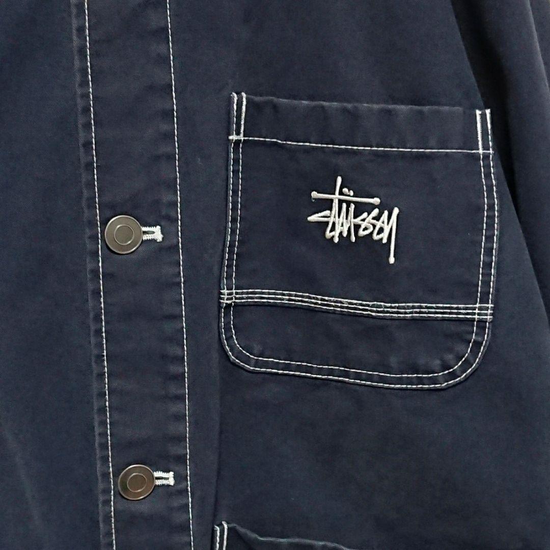 STUSSY ストック 刺繍 ロゴ 襟 切替 チョア ジャケット カバーオール
