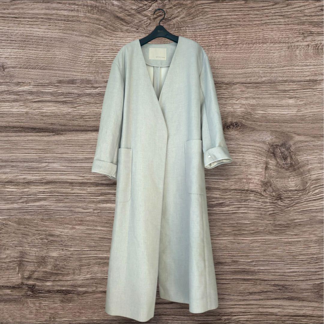 【春コート】エストネーション リネン混 ロングコート 38 美品 日本製