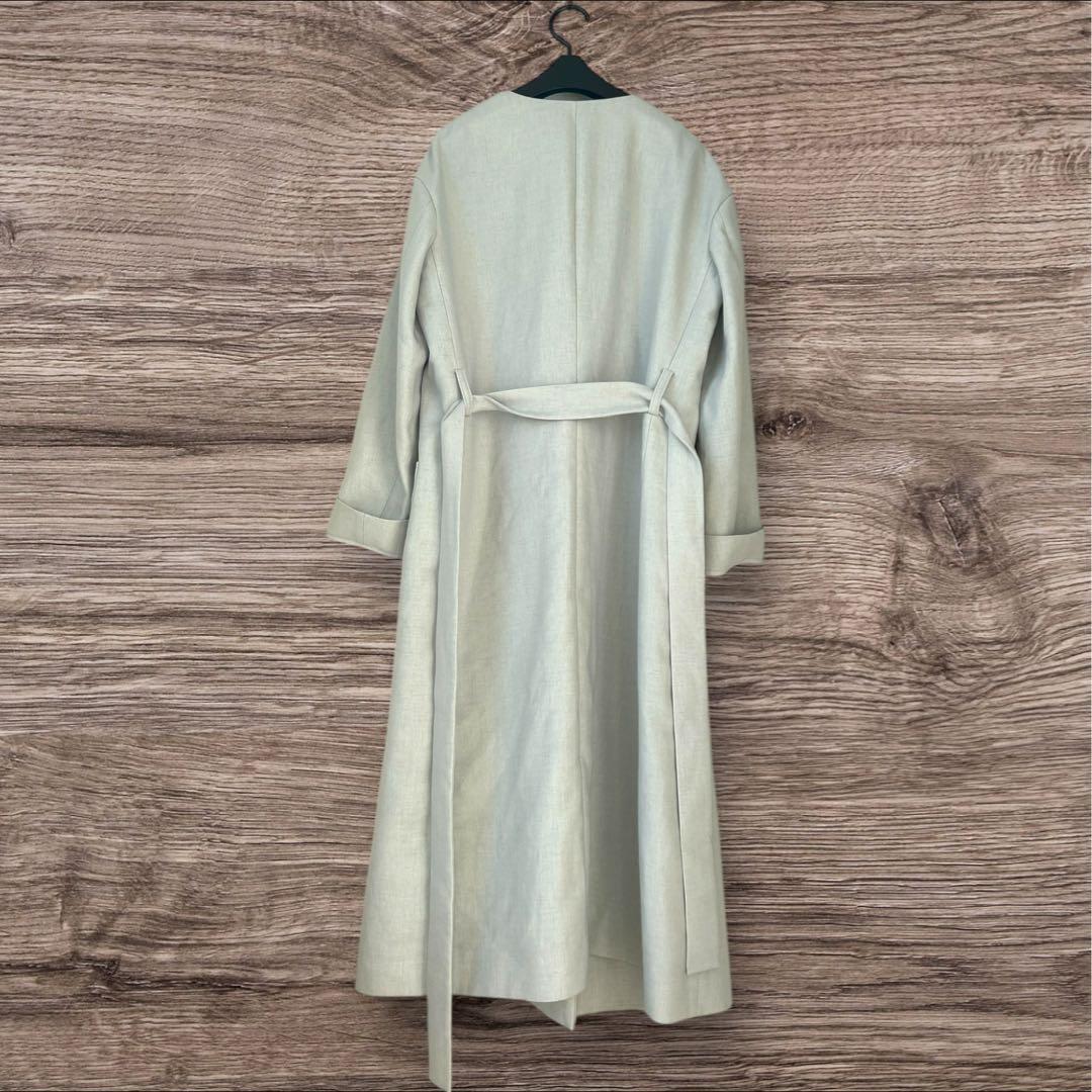 【春コート】エストネーション リネン混 ロングコート 38 美品 日本製