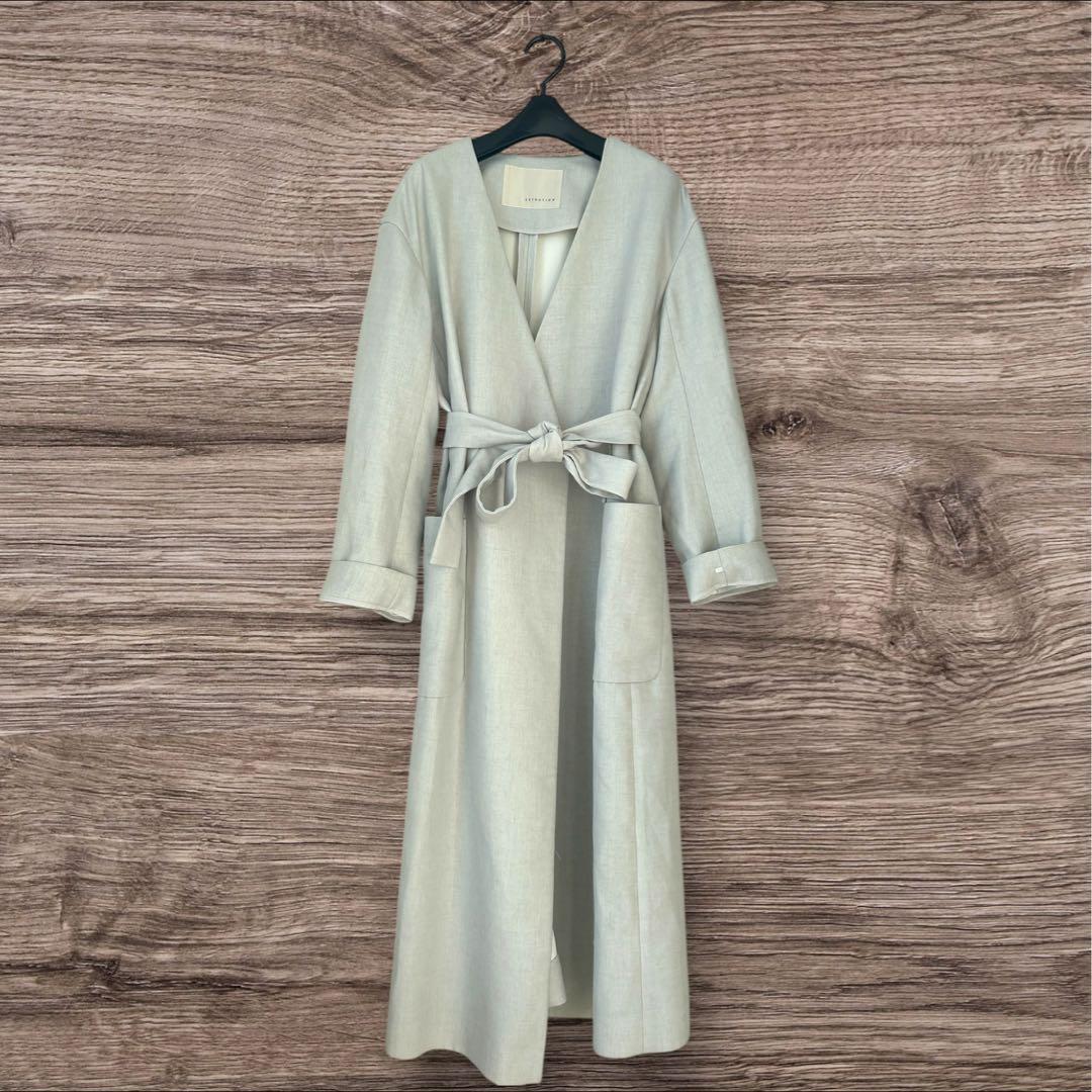 【春コート】エストネーション リネン混 ロングコート 38 美品 日本製