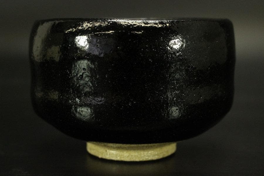 茶道具 黒楽茶碗 富士山文様 松楽造(メ1746)