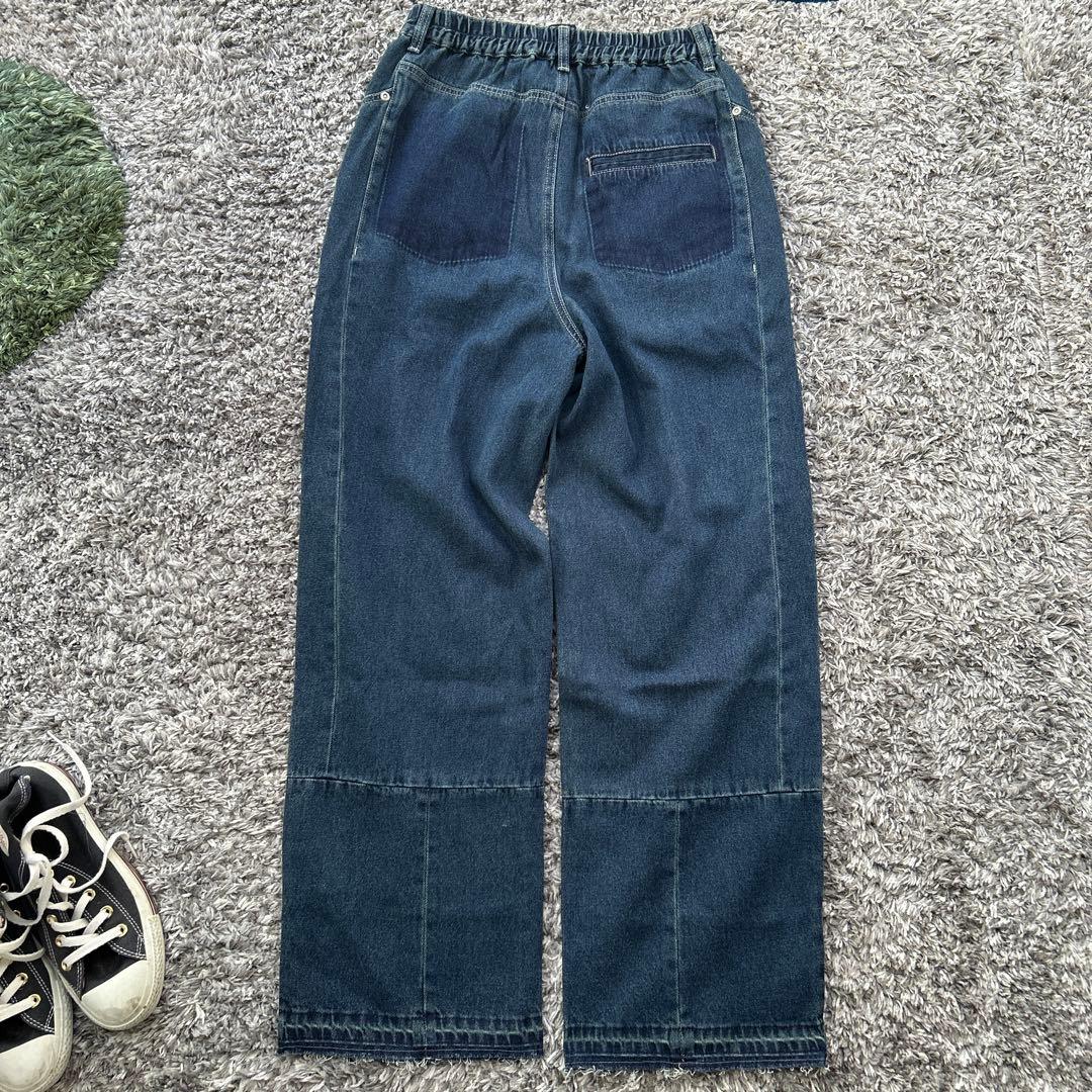 REMIXデニムストレートパンツ USED NAVY