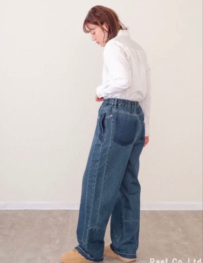 REMIXデニムストレートパンツ USED NAVY