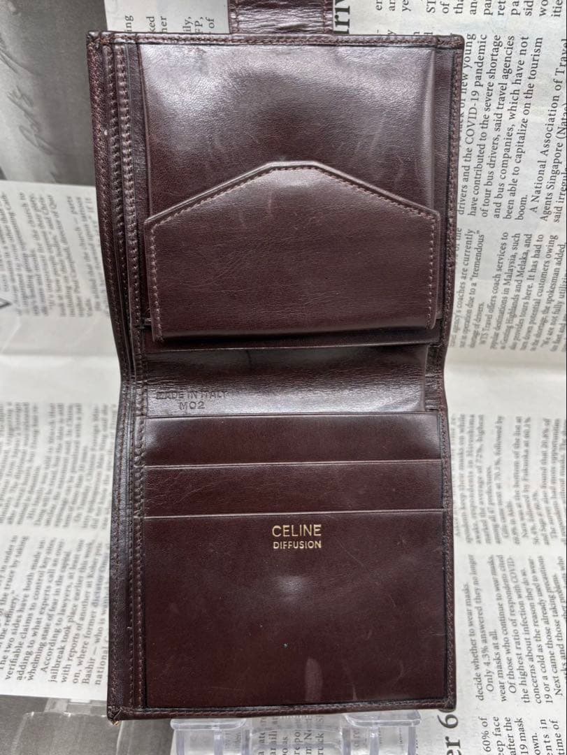 美品　CELINE セリーヌ　Cマカダム　キャンバス二つ折り財布　M02