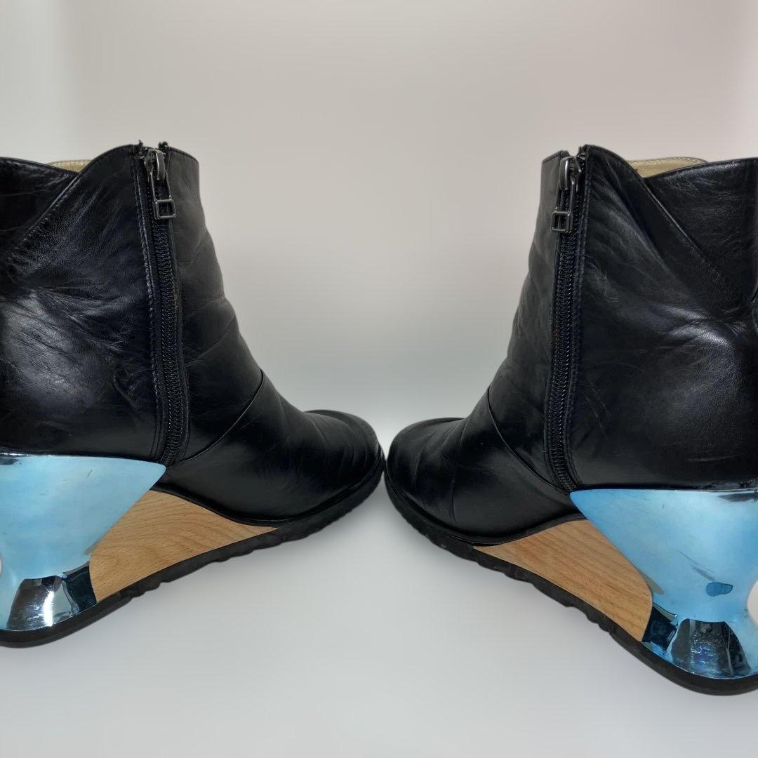 【希少】ISSEY MIYAKE アートヒール ウエッジソール レザーブーツ