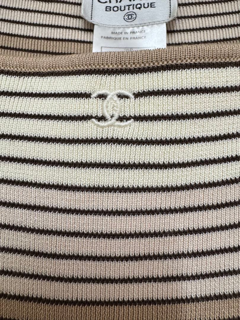 美品　ヴィンテージ　CHANEL ボーダー　トップス　ココマーク