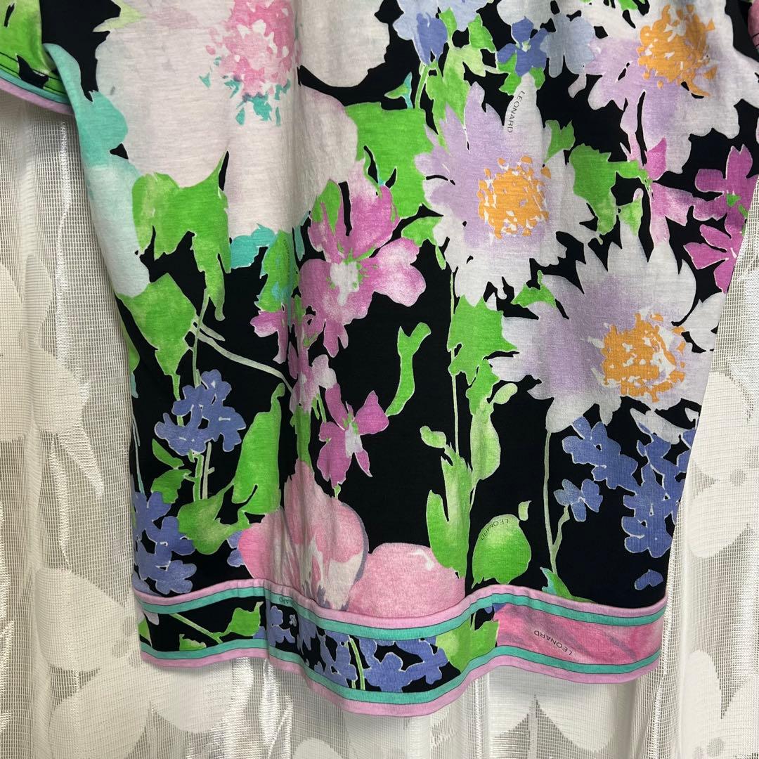 レオナール 半袖 ブラウス シャツ カットソー 総柄 花柄 フラワープリント