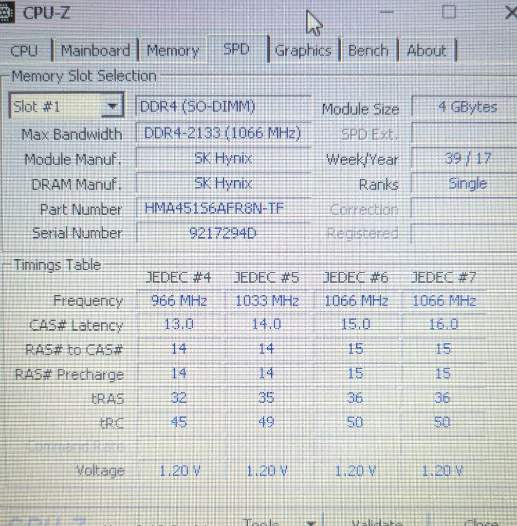 メモリ SKhynix PC4-2133P 4GB PC4-2666V 4GB
