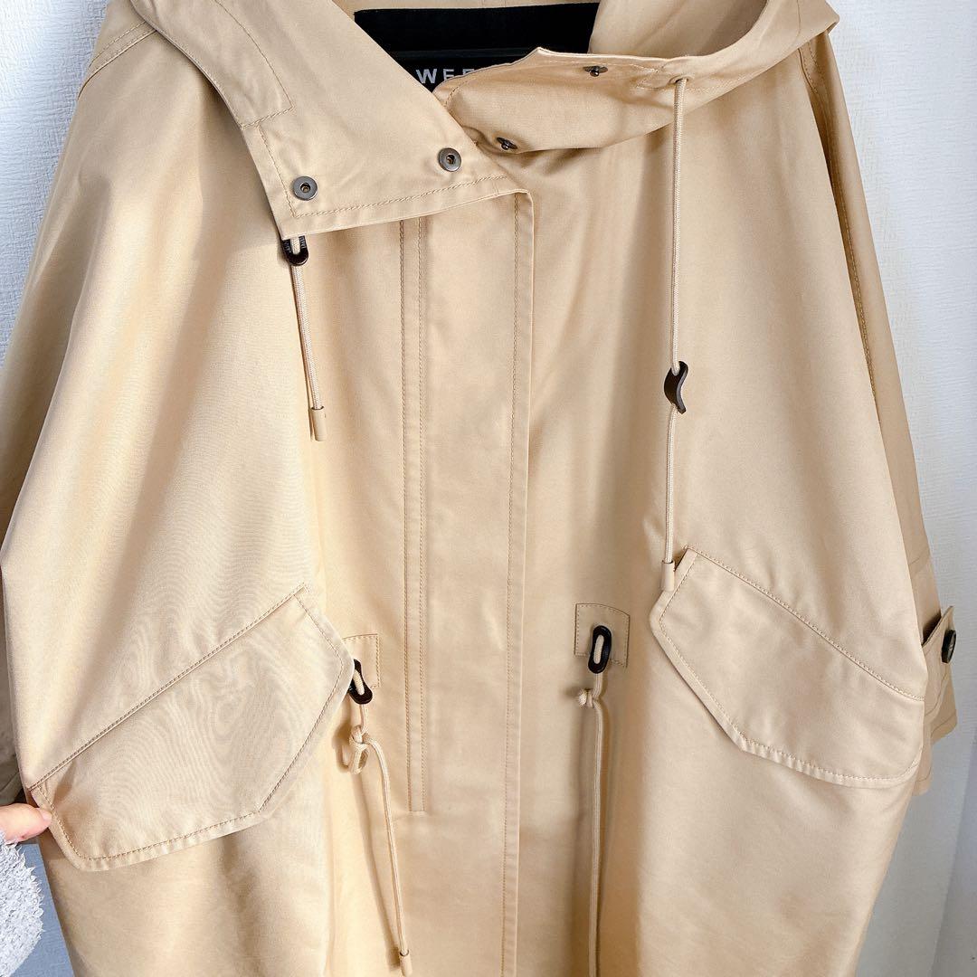 【美品】ウィークエンドマックスマーラ フーデットコート ベージュポンチョ風春服