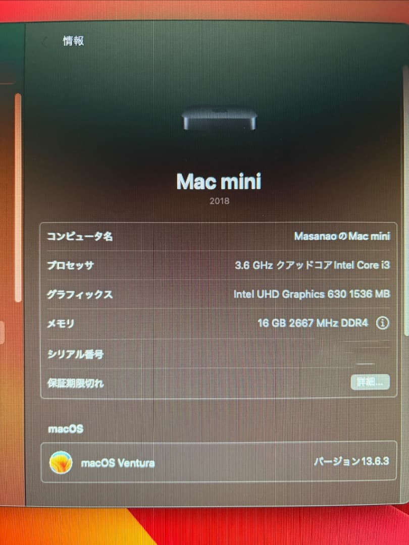 Macデスクトップ Apple Mac mini (2018) i3 / 16GB / 256GB