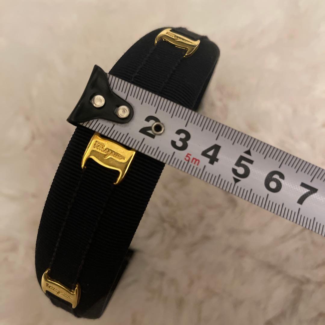 フェラガモ Ferragamo カチューシャ ヴァラ リボン ゴールド金具