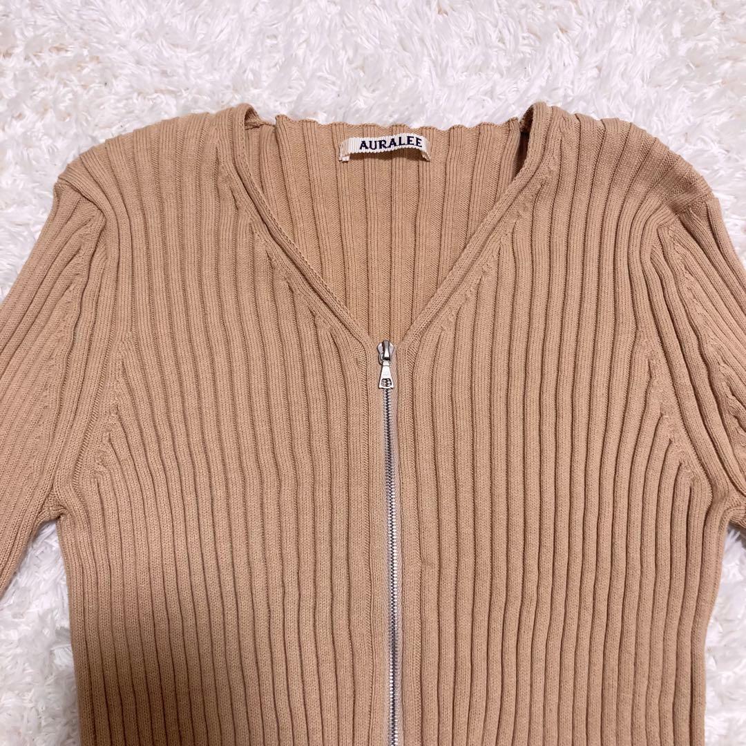 AURALEE オーラリー WIDE RIB KNIT ZIP CARDIGAN