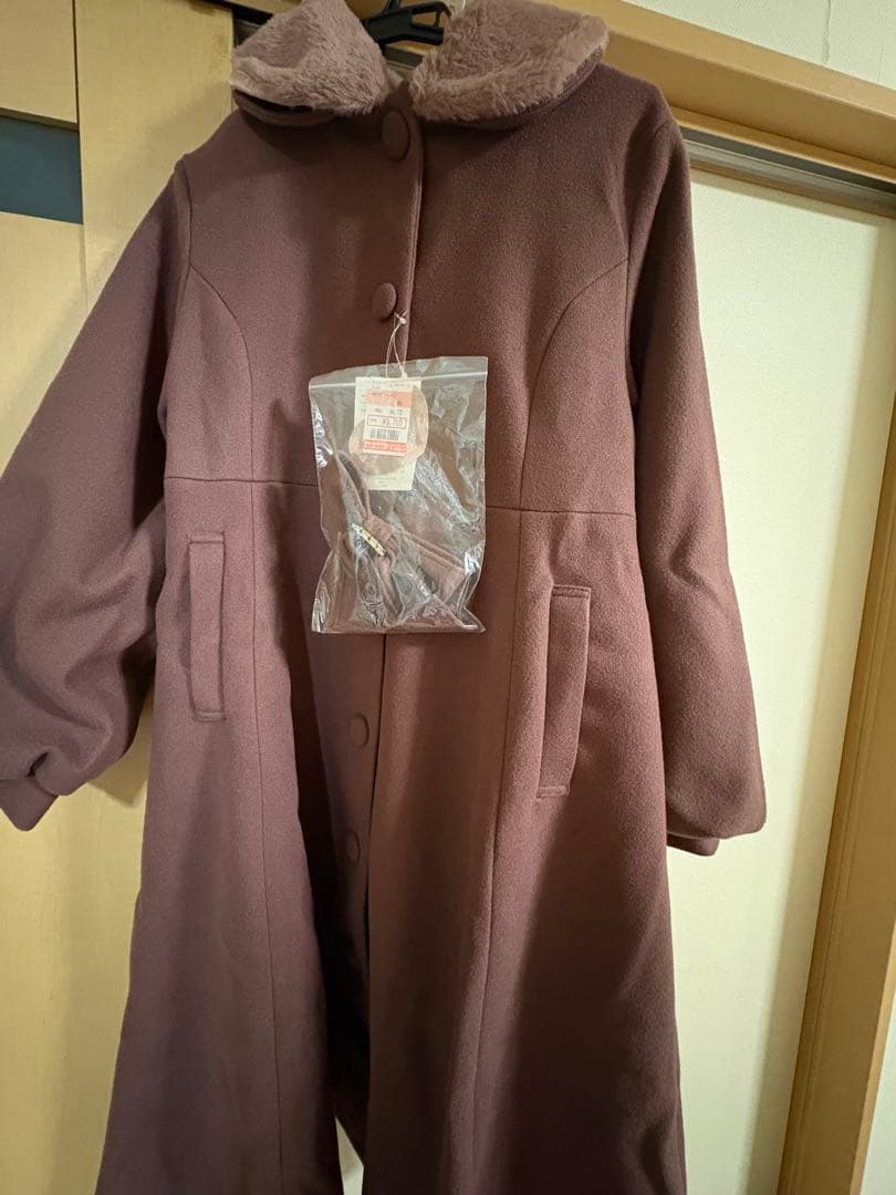 【新品・未使用品】青木美沙子さん リボンコート L ピンク 新品 ロングコート