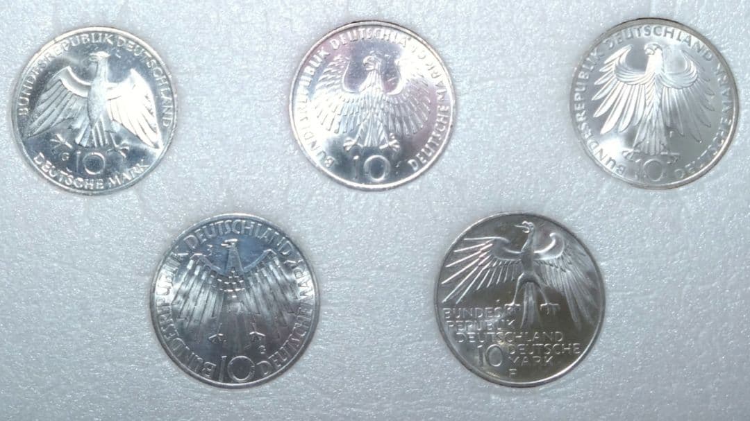 ミュンヘンオリンピック記念銀貨　10マルク　5枚