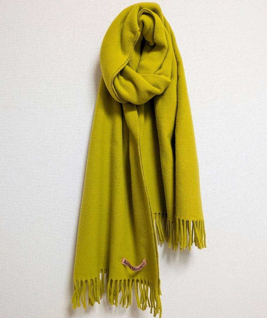 【Acne Studios】フリンジウールスカーフ アシッドイエロー