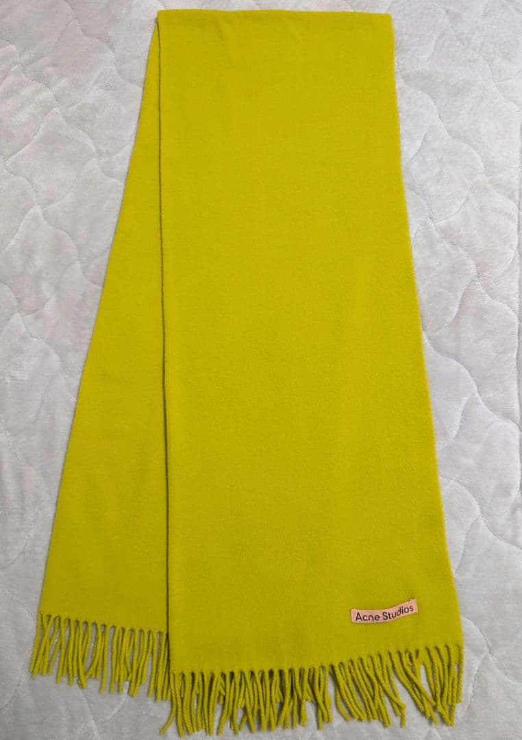 【Acne Studios】フリンジウールスカーフ アシッドイエロー
