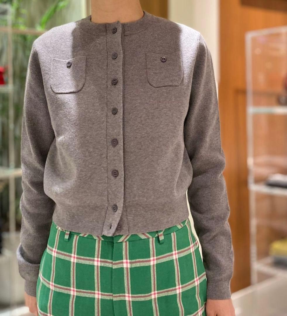 新品　CABaN コットンカシミヤ クルーネックカーディガン ライトグレー XS
