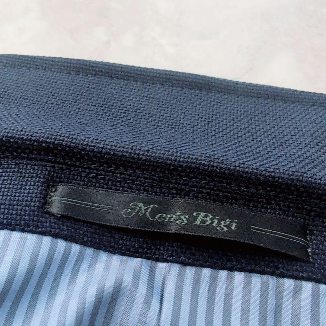 【未使用級】Men’s Bigi　紺ブレ　ストレッチ　ソフコン　マーブルボタン