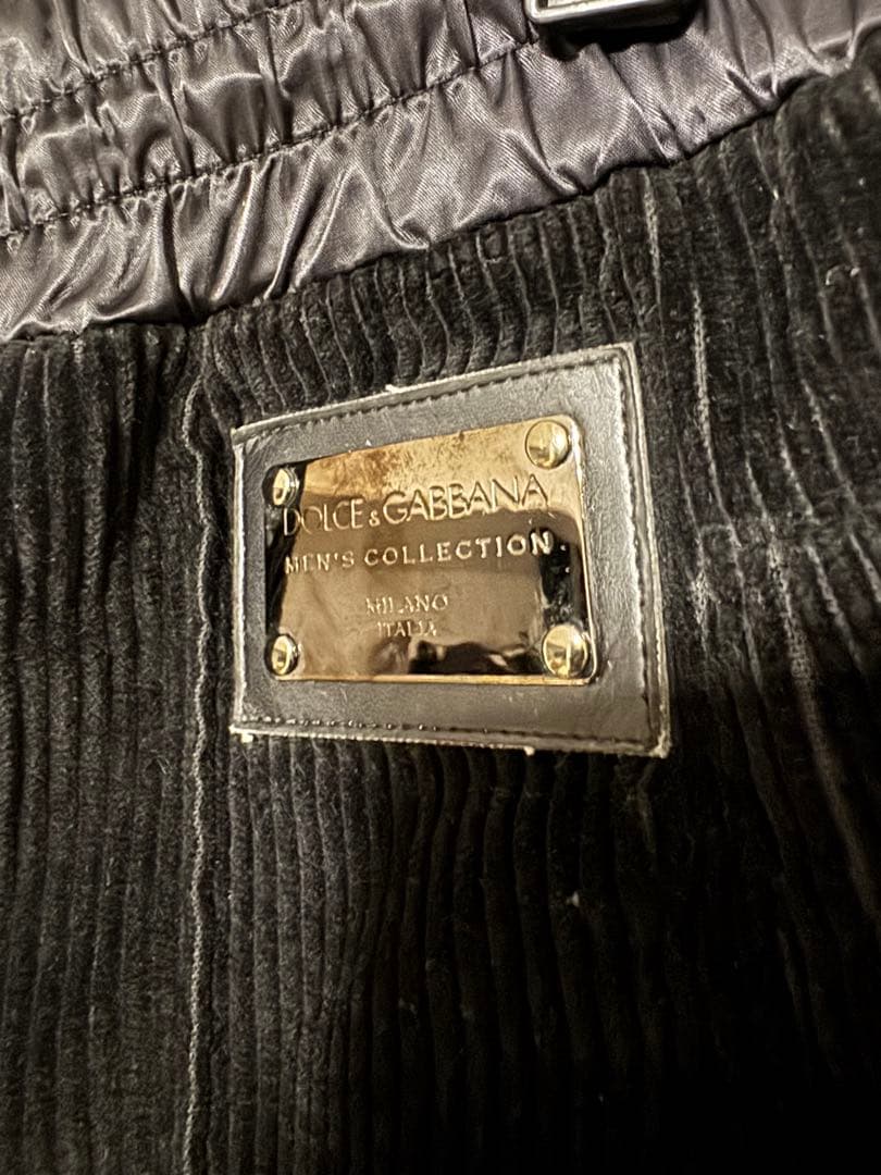 DOLCE&GABBANA ベロア トラックパンツ 48 黒 イタリア製