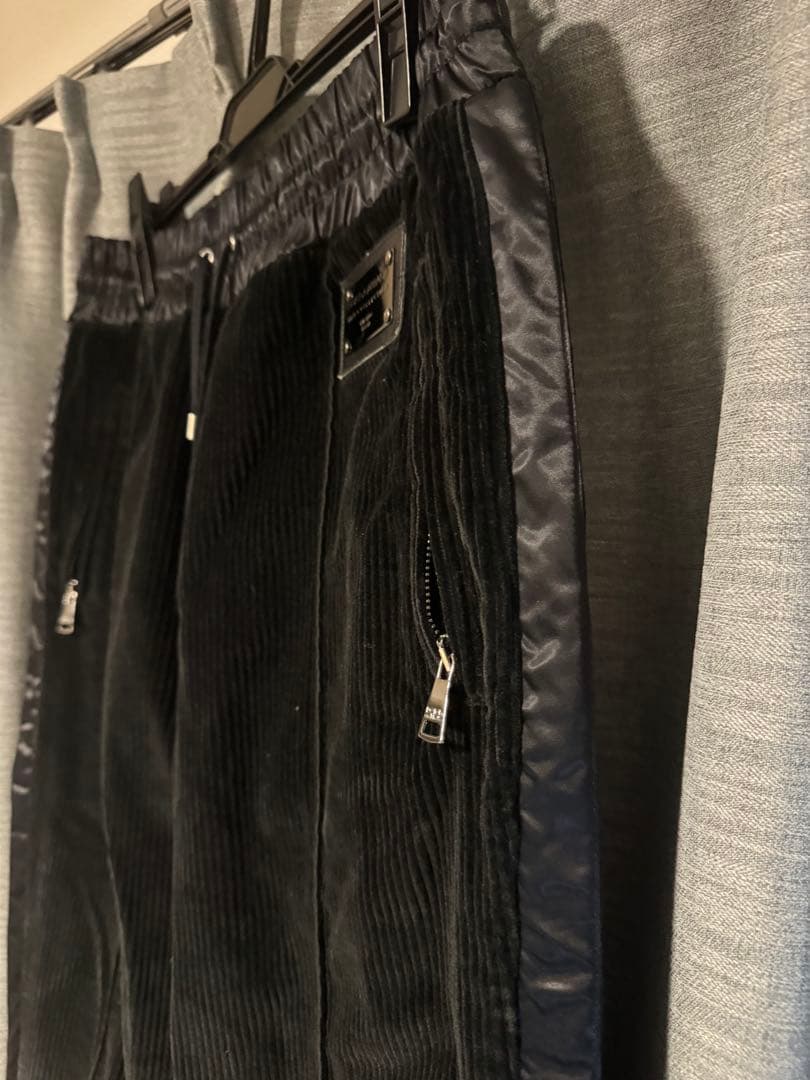 DOLCE&GABBANA ベロア トラックパンツ 48 黒 イタリア製