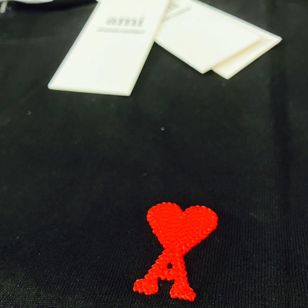 AmiParis 半袖Tシャツ XL ブラック ハートロゴ ユニセックス