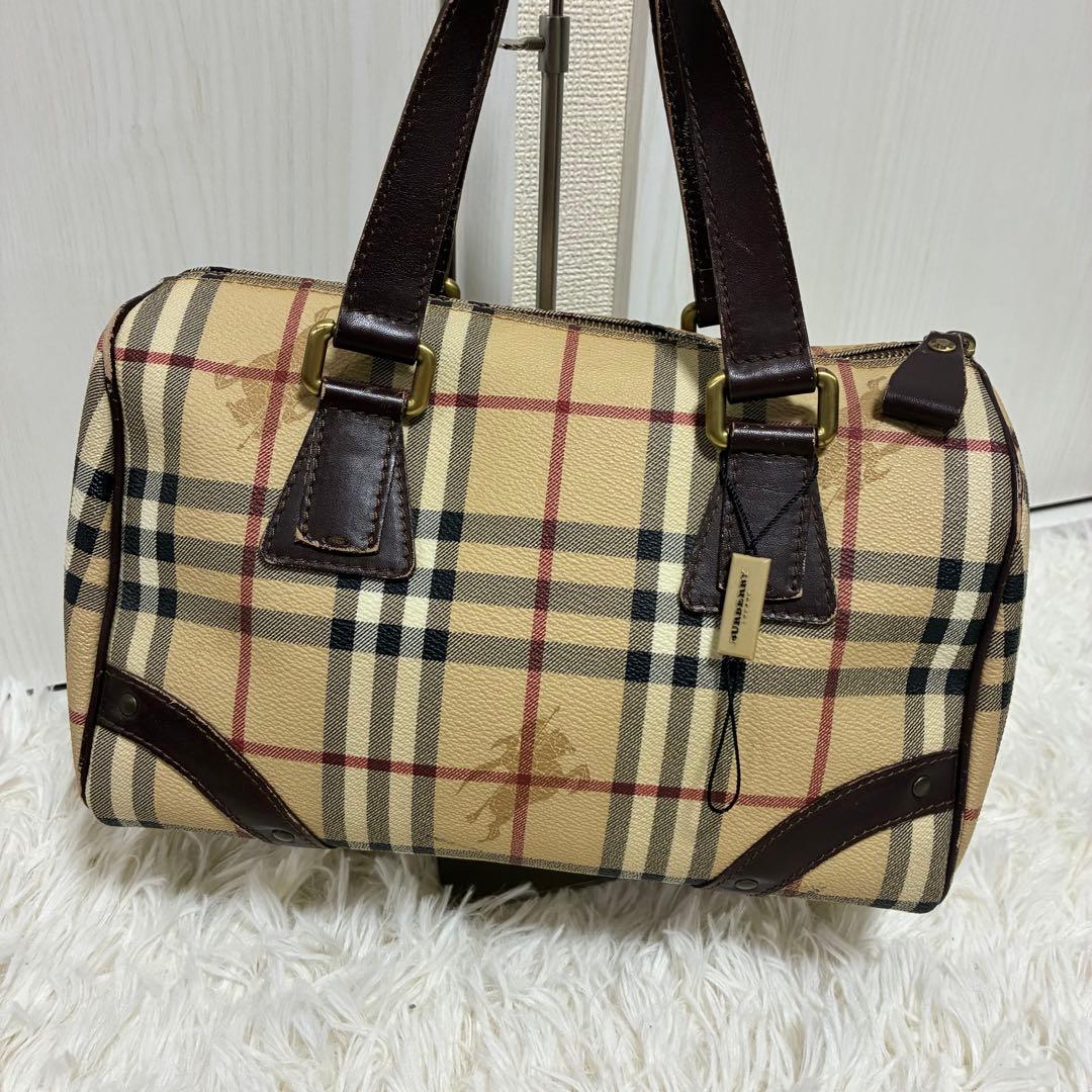 BURBERRY バーバリー ミニ ボストンバッグ ノバチェック PVC