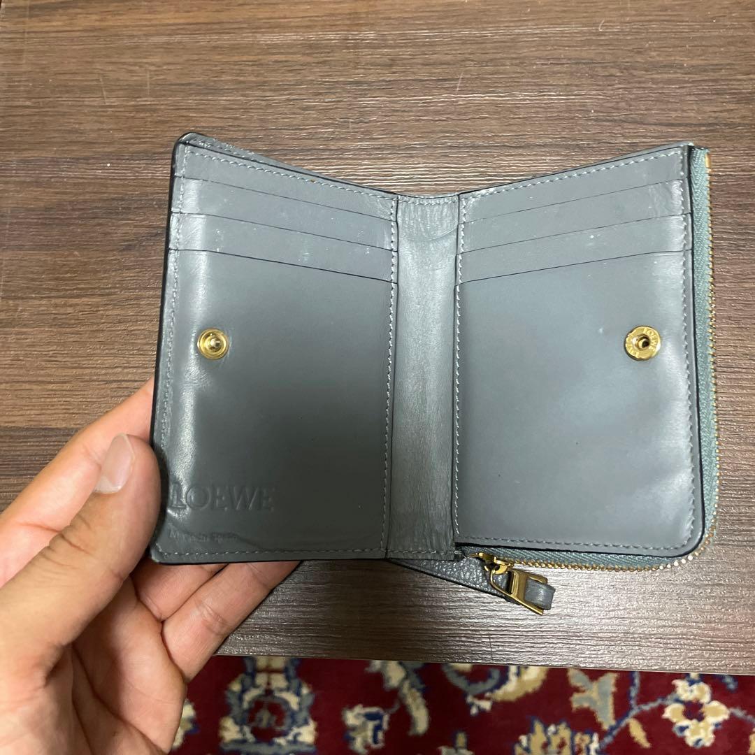 [値下げ]LOEWE パズル　二つ折り財布 ベージュ グレー グリーン