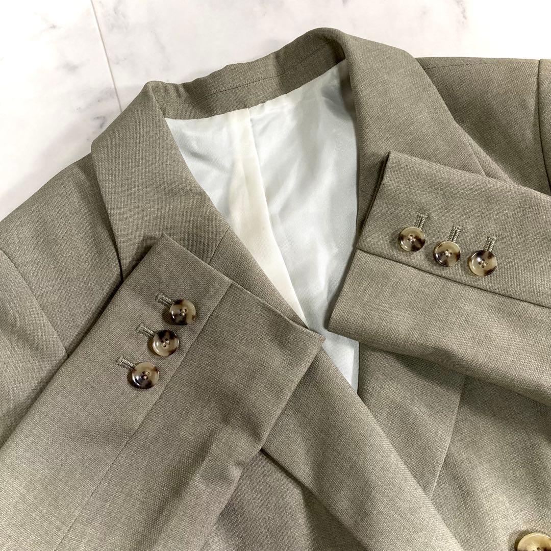 美品 ノーブル 20SS ダブルブレストジャケット 36 カーキ