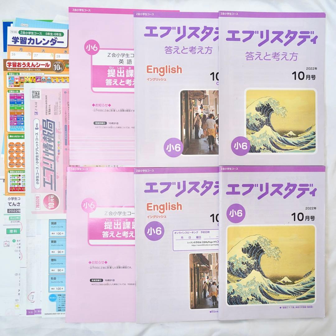 Z会 エブリスタディ 小6 5教科通年 ハイレベル版 書き込みなし 付属品完備