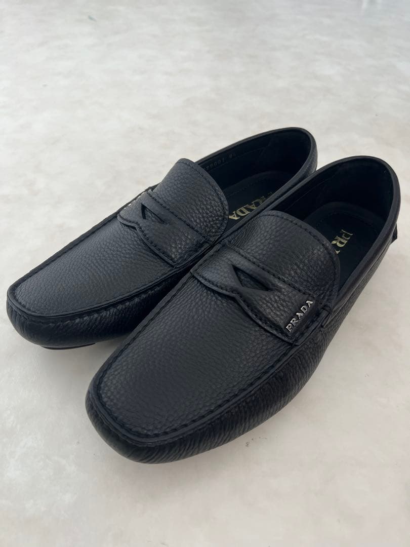 【新品・箱付き】PRADAメンズ ドライビングシューズ モカシン ブラック