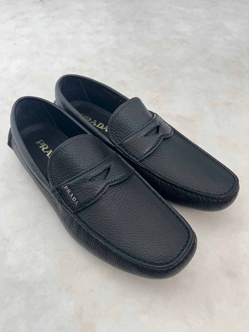 【新品・箱付き】PRADAメンズ ドライビングシューズ モカシン ブラック