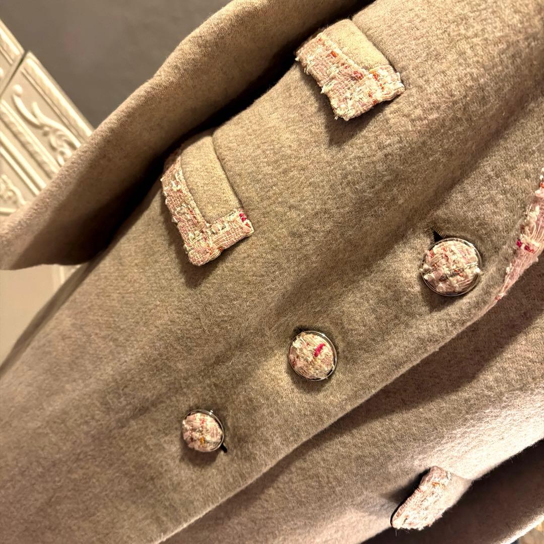 【6万円】Karl LAGERFELD マルチツイードデザイン　チェスターコート