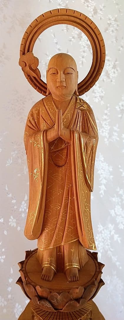 法然上人立像・善導大師立像 4.5寸 木彫 仏像