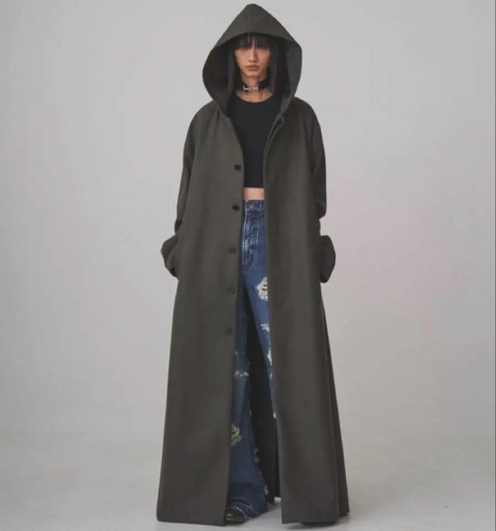 ジャケット・アウター juha EXTREME OVER HOODED COAT BLACK