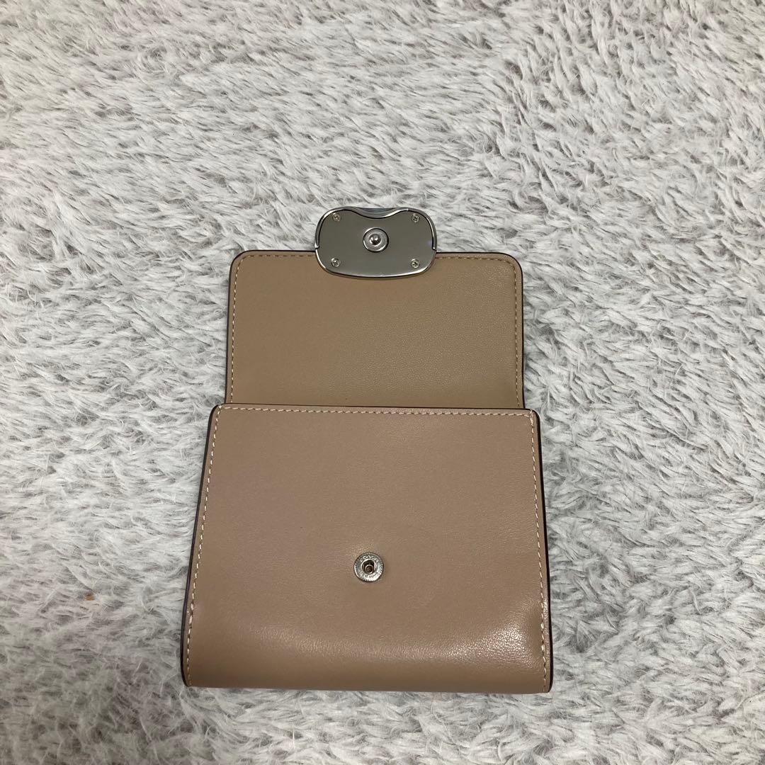 美品 CP254 COACH コーチ 二つ折り財布 ベージュ 保存袋付き 女性用