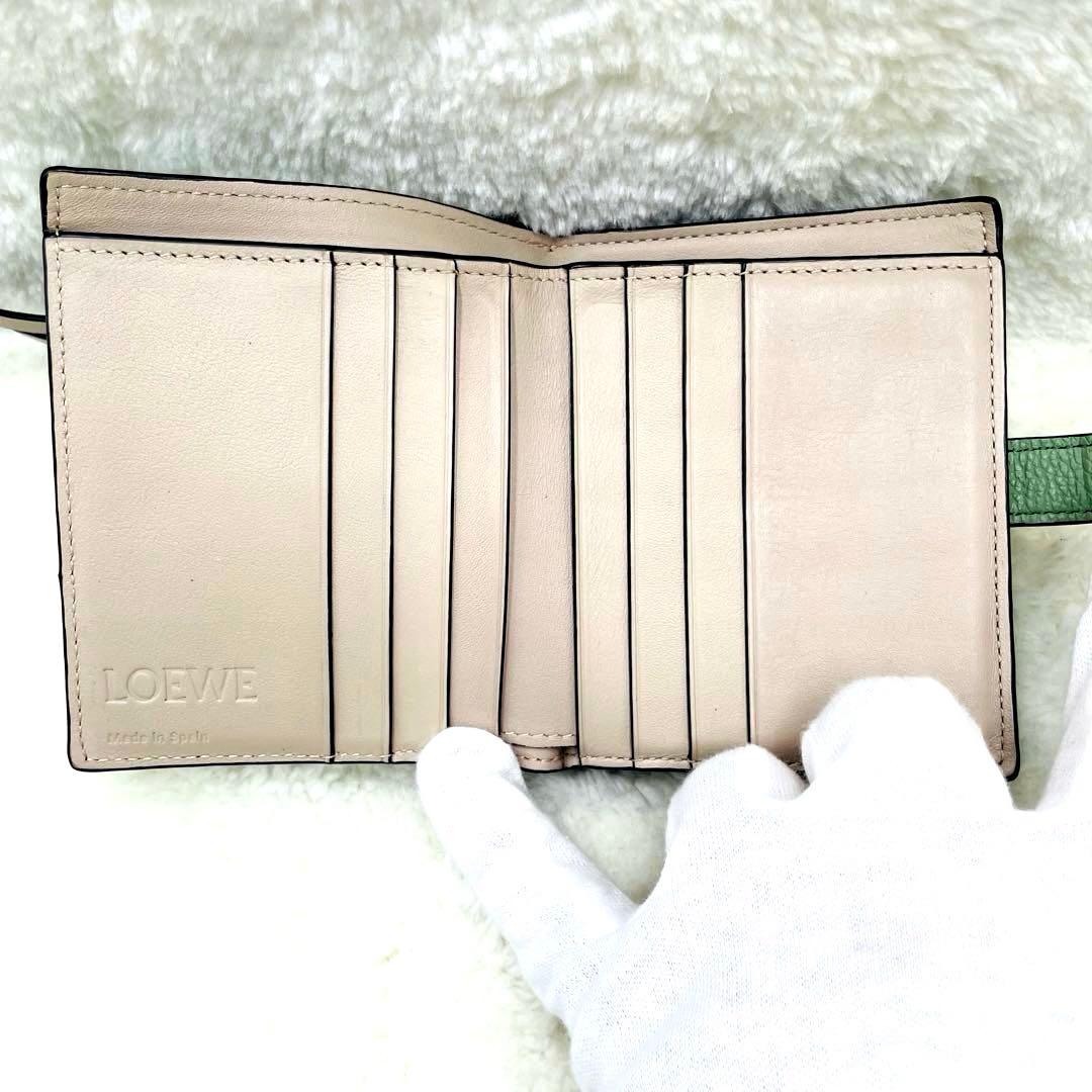 美品 ロエベ LOEWE 2つ折り 財布 コンパクトジップウォレット 付属品完備