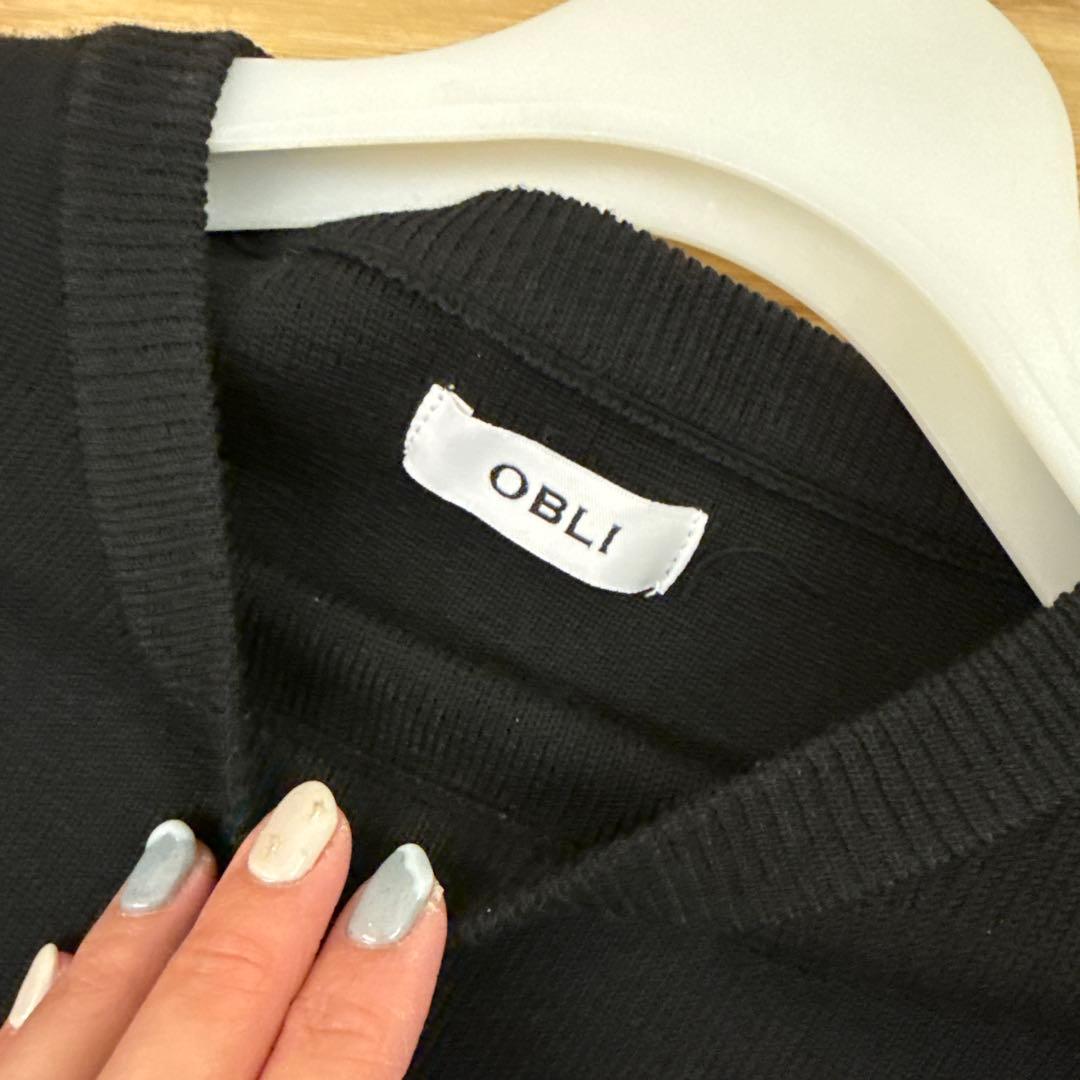 OBLI ブラック 長袖 トップス チェック柄