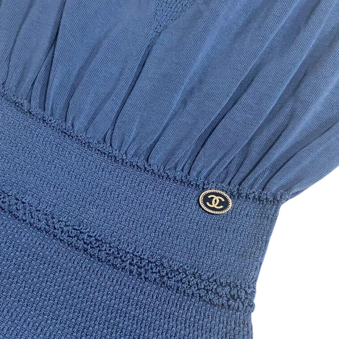 CHANEL ニットワンピース　ウエストギャザー　ココマーク　パーティー　ドレス