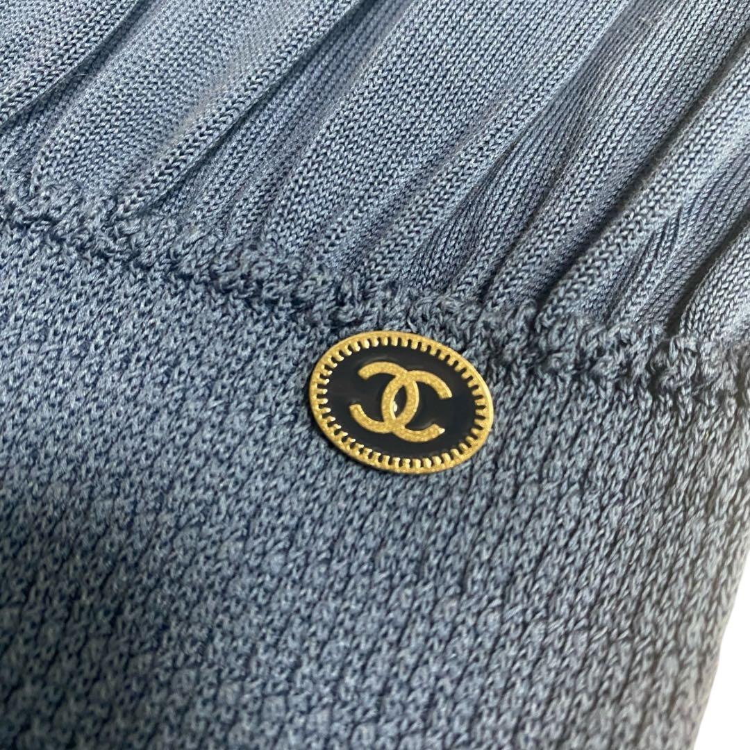 CHANEL ニットワンピース　ウエストギャザー　ココマーク　パーティー　ドレス
