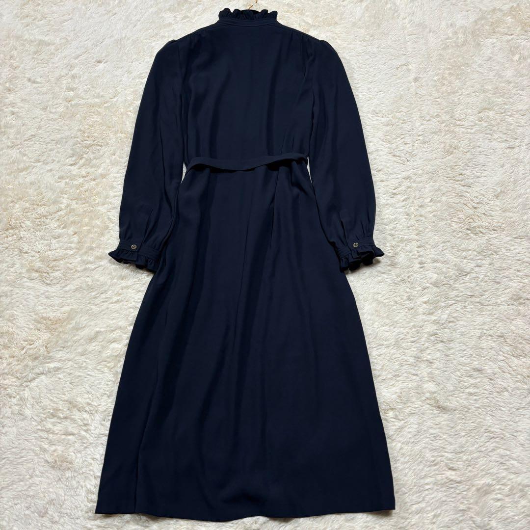 A.P.C アーペーセー　ワンピース　ベルト付　Aライン　ネイビー　フリル　長袖