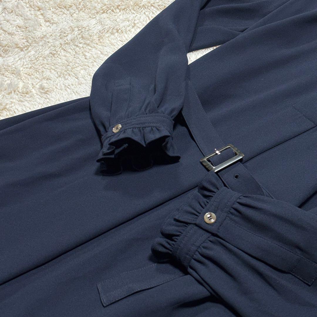 A.P.C アーペーセー　ワンピース　ベルト付　Aライン　ネイビー　フリル　長袖