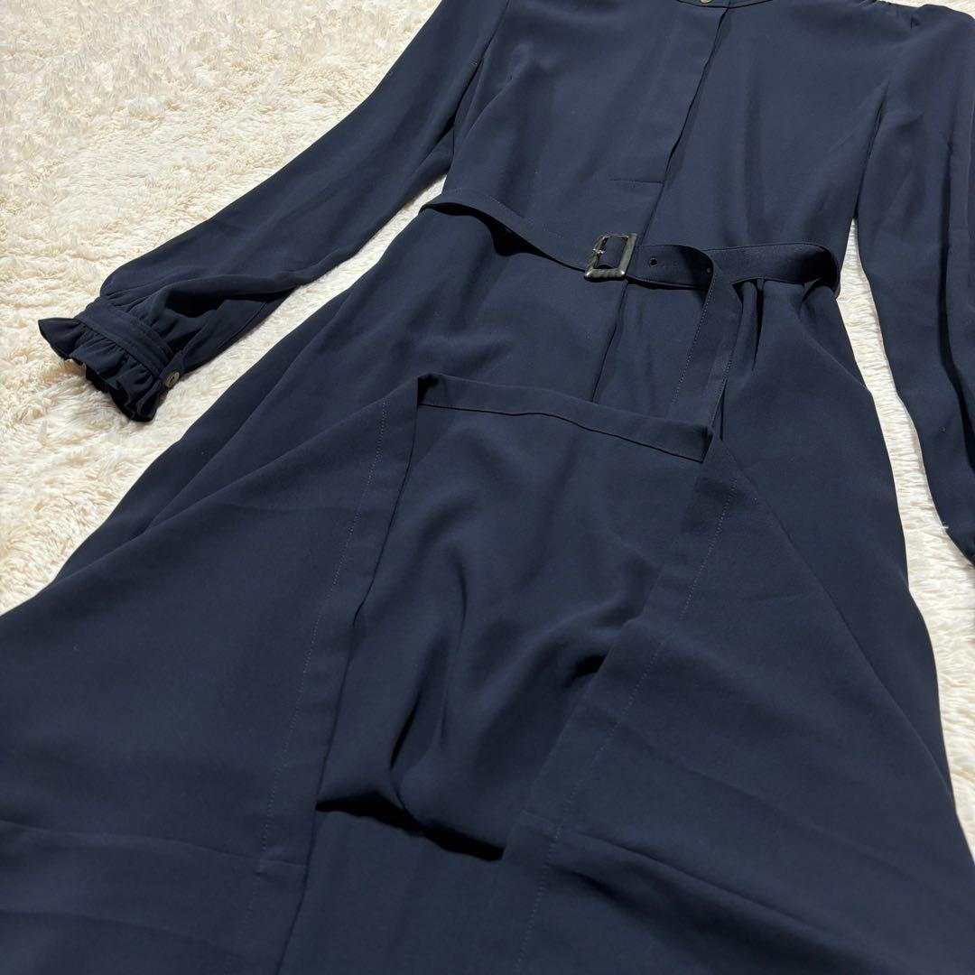 A.P.C アーペーセー　ワンピース　ベルト付　Aライン　ネイビー　フリル　長袖