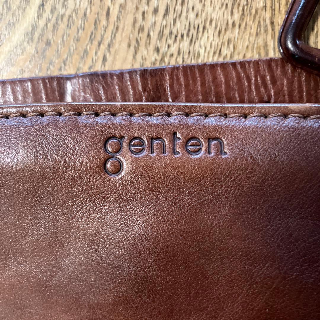 genten レザーウェストポーチ　ブラウン バッグ　ゲンテン　革